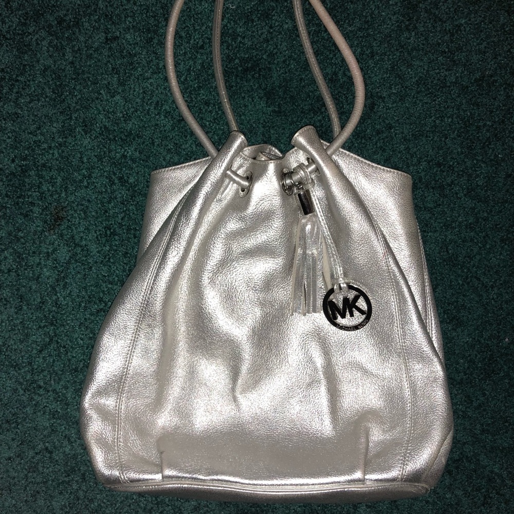 Silver metallic Michael Kors shoulder bag
